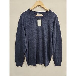 Turnbury NWT Extra Fine Merino Wool‎ Sweater Mens XL Dark Blue Round Neck Soft